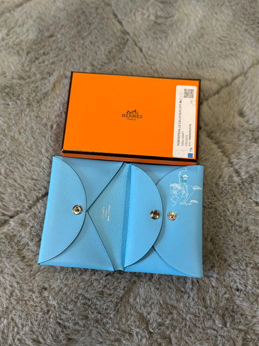 Hermes Les Mustang Calvi Duo Compact card holder