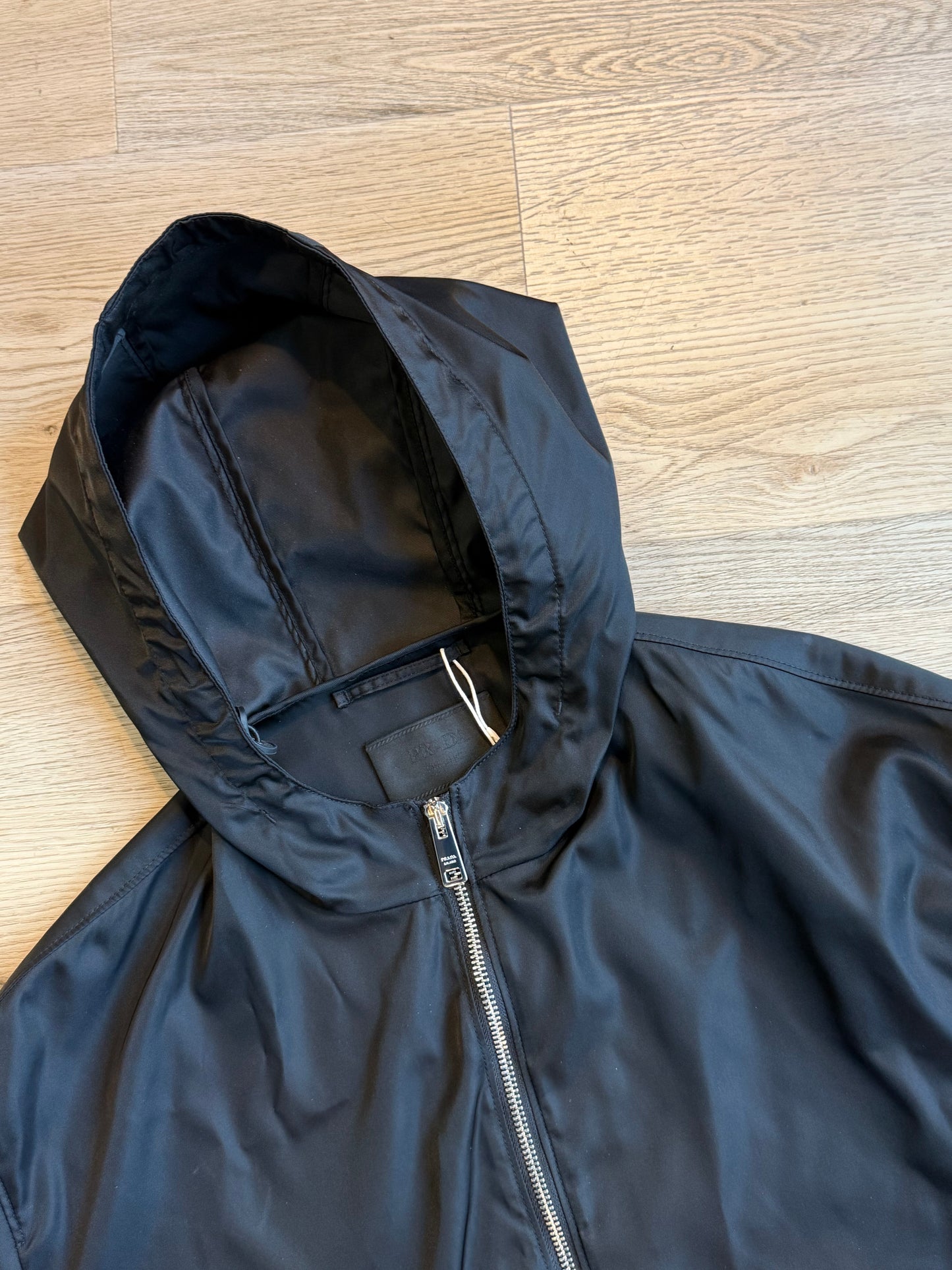 Prada Nylon Hooded Jacket with Zip Pouch