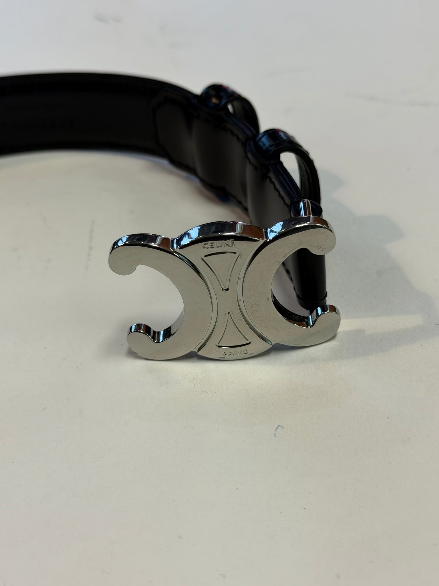 Celine Men's Triomphe Buckle Belt