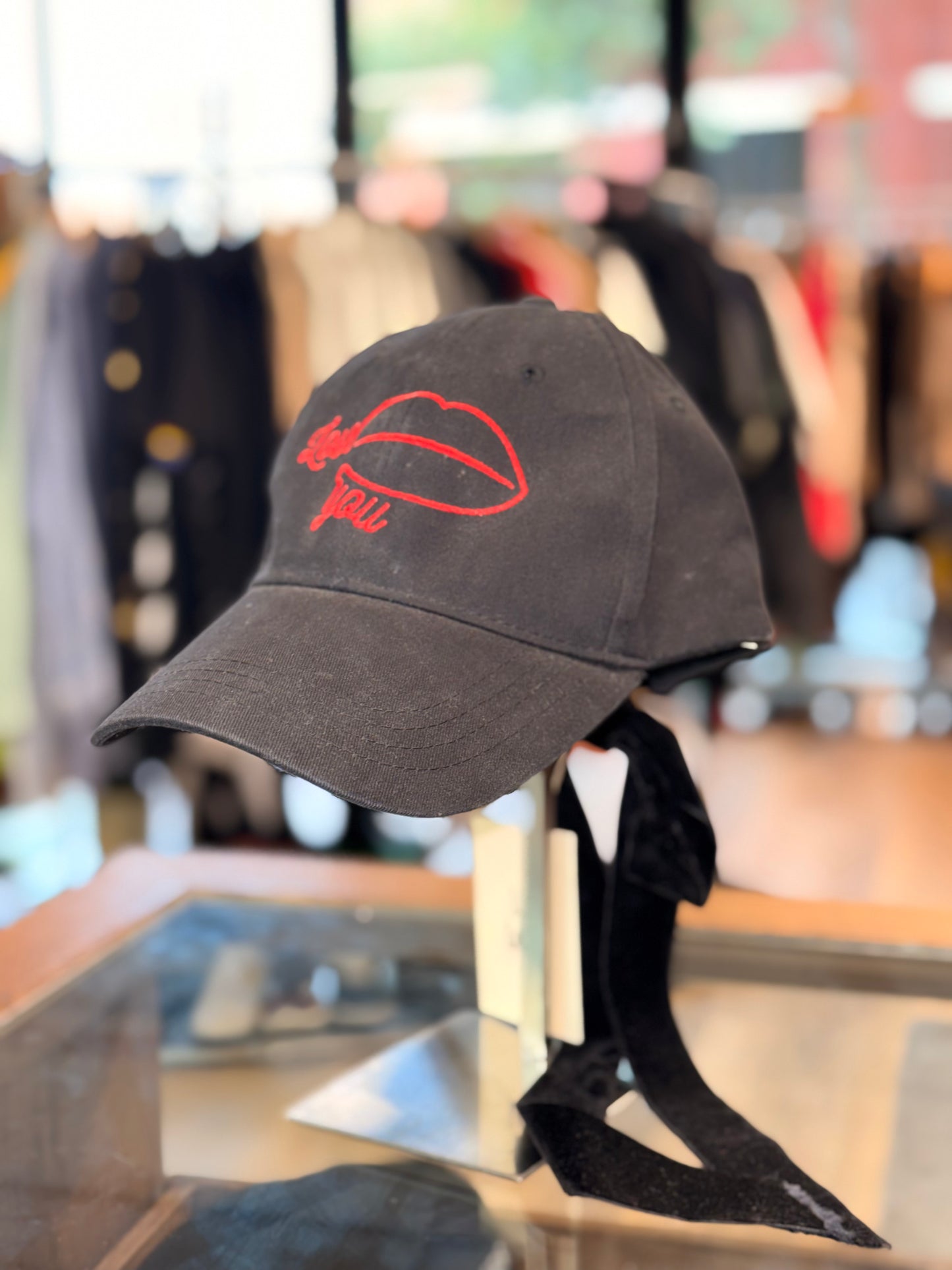 Velvet Ribbon Tie Cap