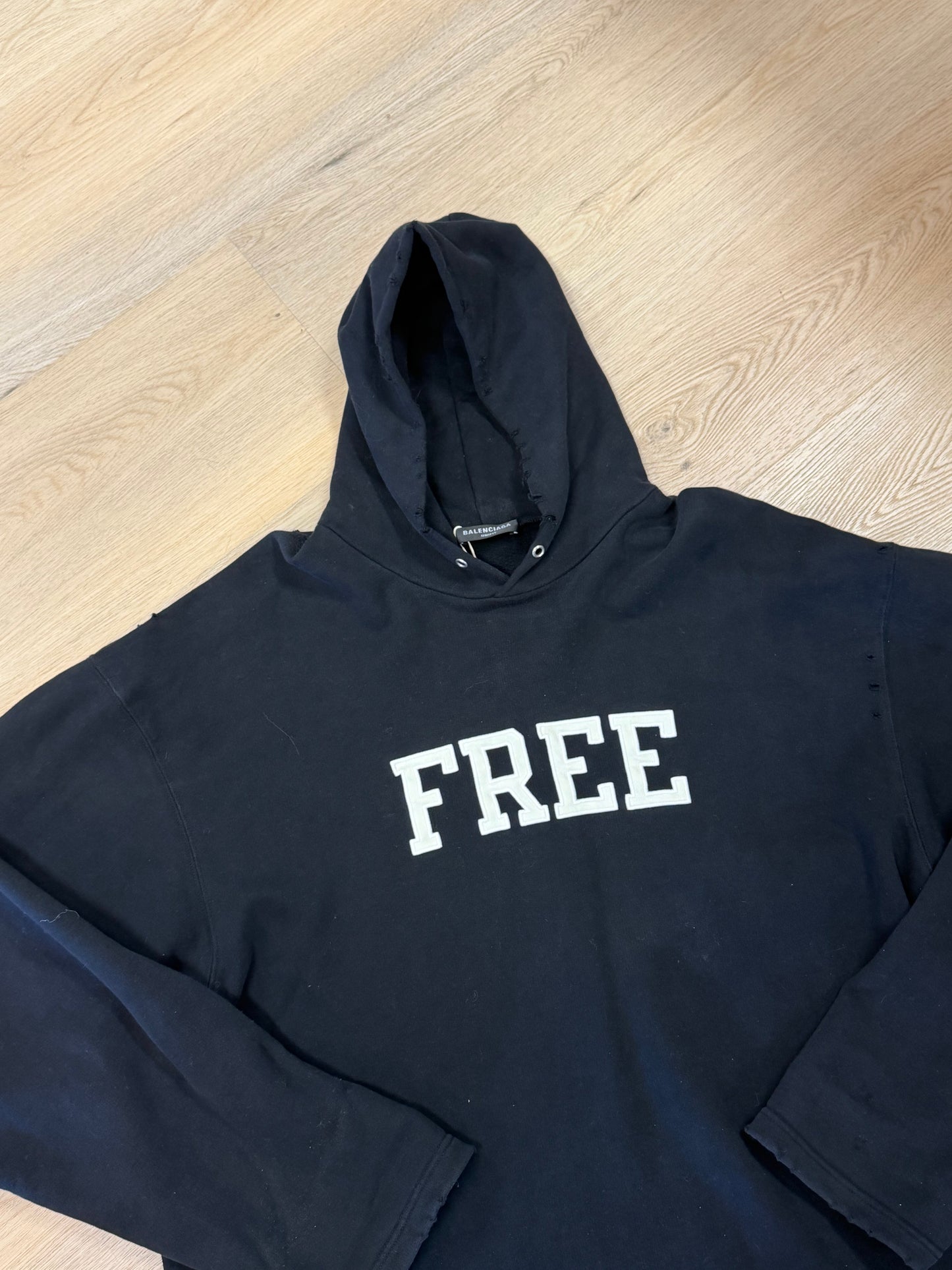 Balenciaga "FREE" Destroyed/Distressed Hoodie