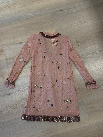Coach Star-Embellished Sheer Ruffle Dress