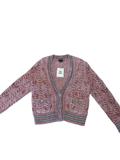 Chanel Knit Cardigan with Sequin CC Logo