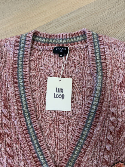 Chanel Knit Cardigan with Sequin CC Logo