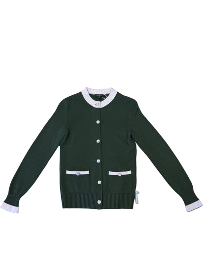 Chanel Contrast-Trim Button Cardigan