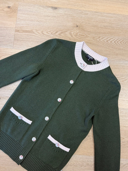 Chanel Contrast-Trim Button Cardigan
