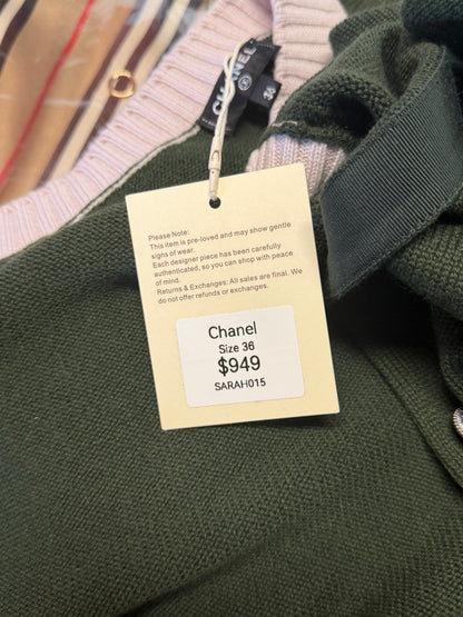Chanel Contrast-Trim Button Cardigan