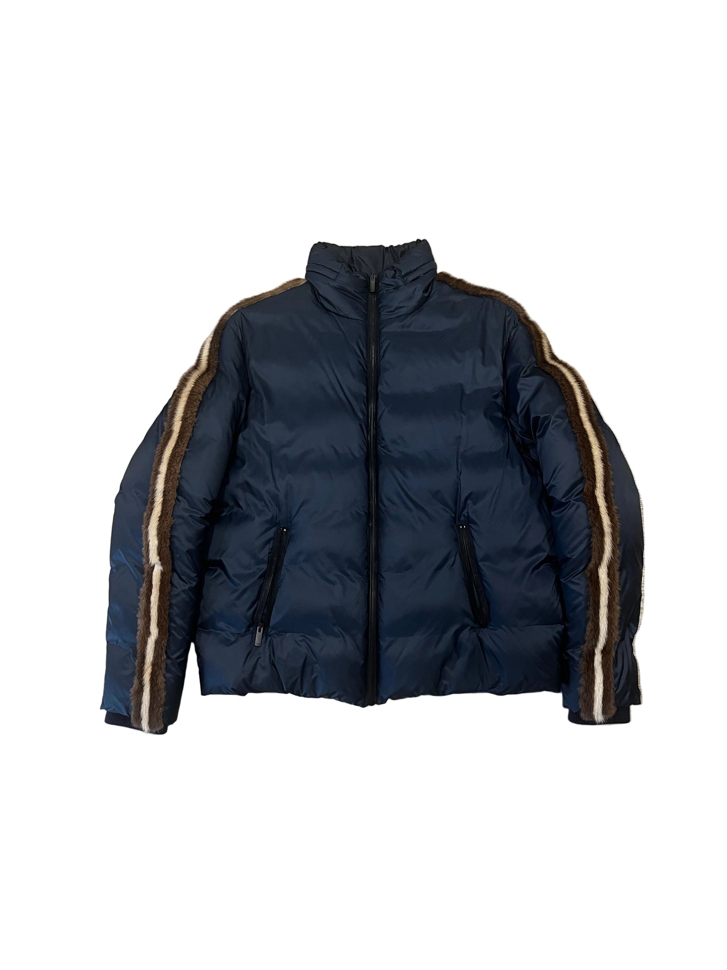 Fendi Mink Fur-Trim Down Puffer Jacket