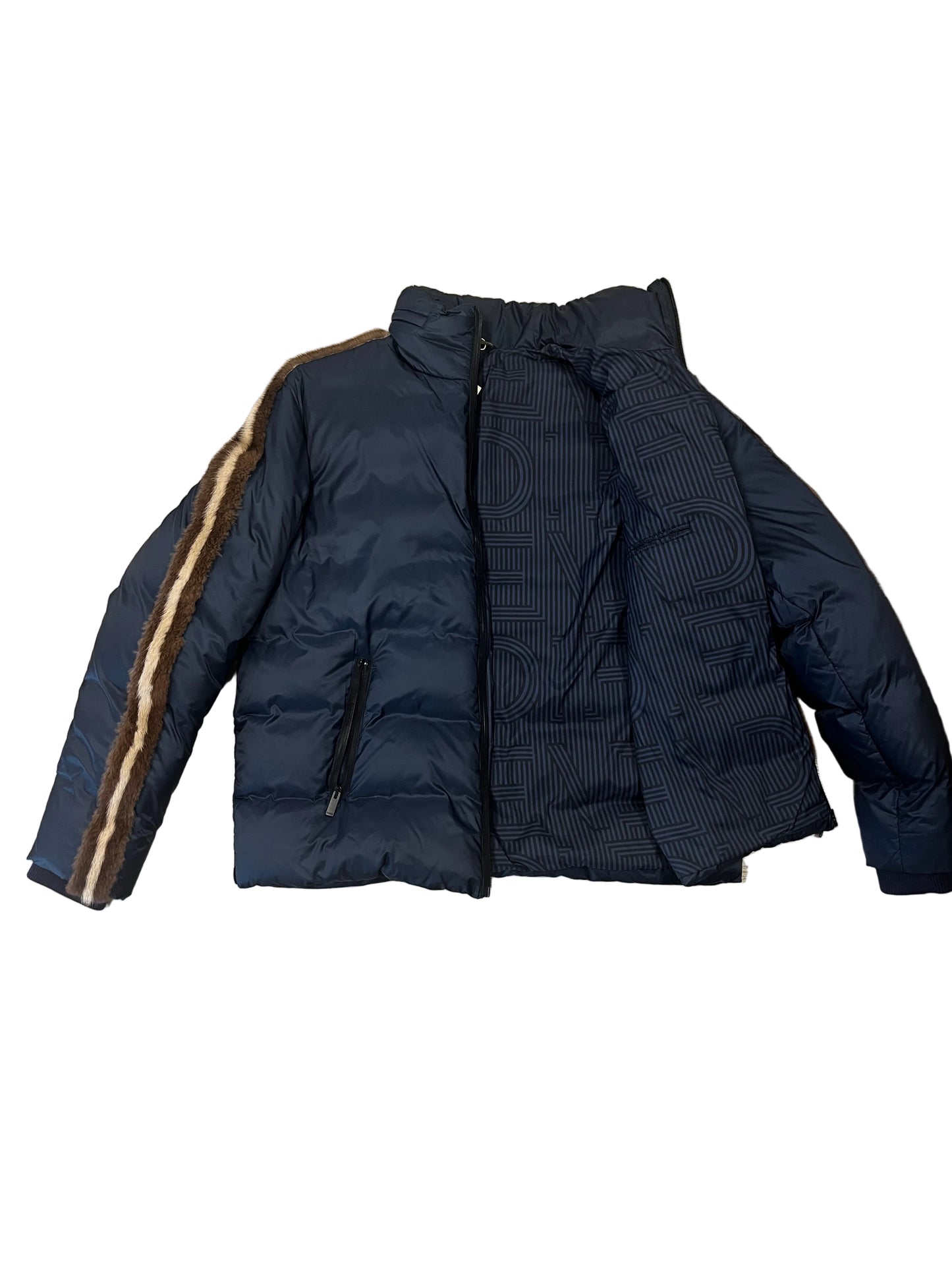 Fendi Mink Fur-Trim Down Puffer Jacket