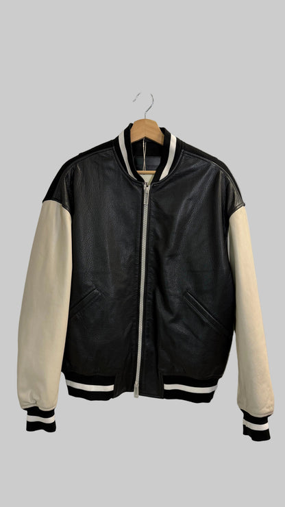Emporio Armani Leather Varsity Bomber Jacket