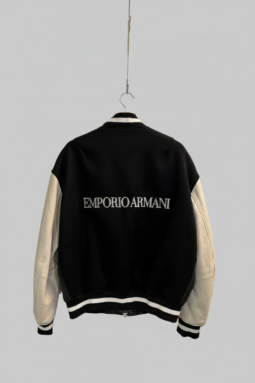 Emporio Armani Leather Varsity Bomber Jacket
