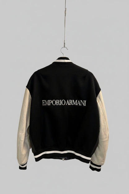 Emporio Armani Leather Varsity Bomber Jacket