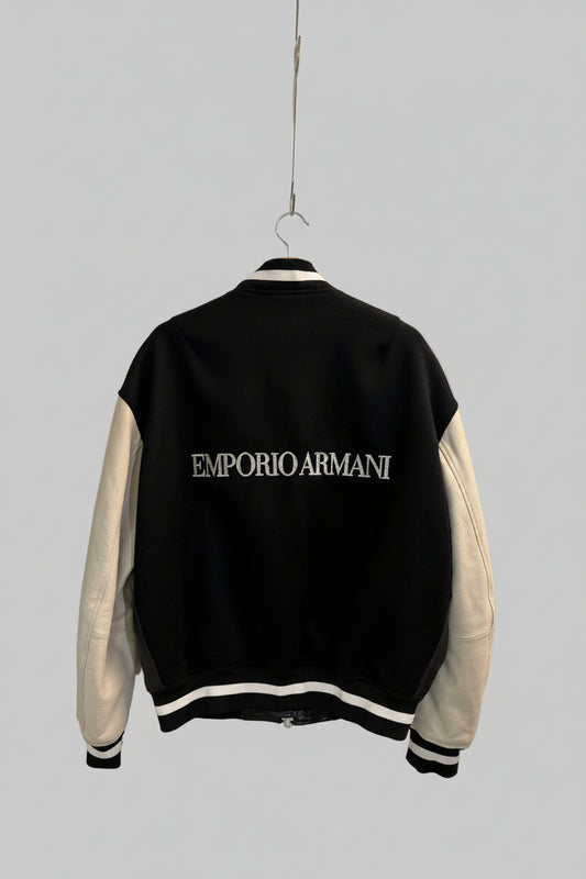 Emporio Armani Leather Varsity Bomber Jacket