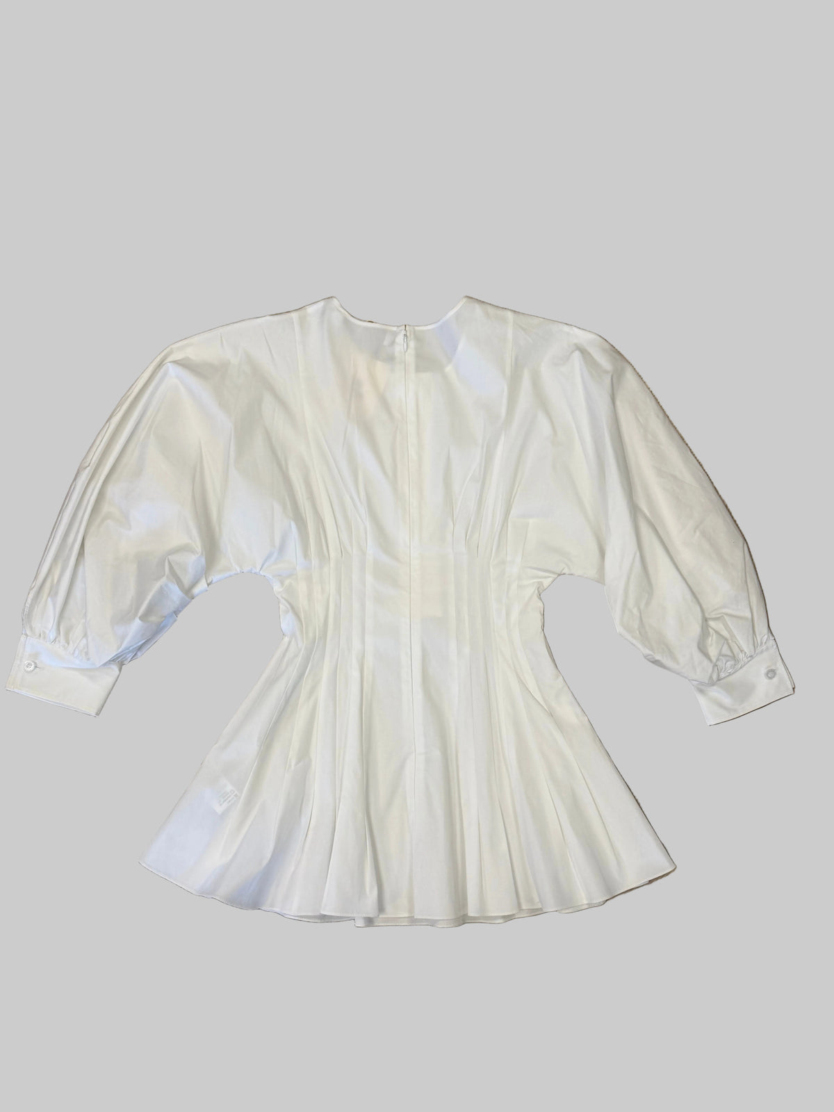 Oscar de la Renta Pleated Balloon-Sleeve Blouse