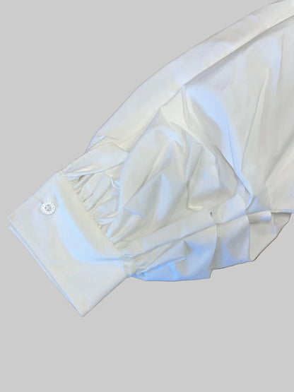 Oscar de la Renta Pleated Balloon-Sleeve Blouse