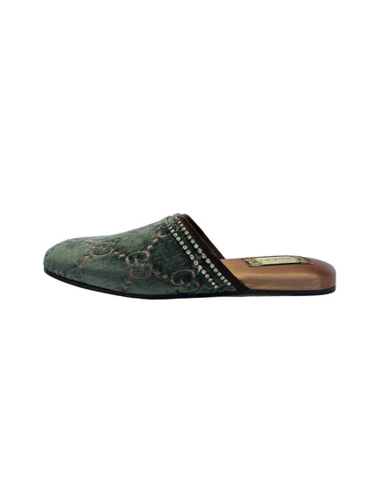 Gucci Velvet Crystal-Embellished Slippers