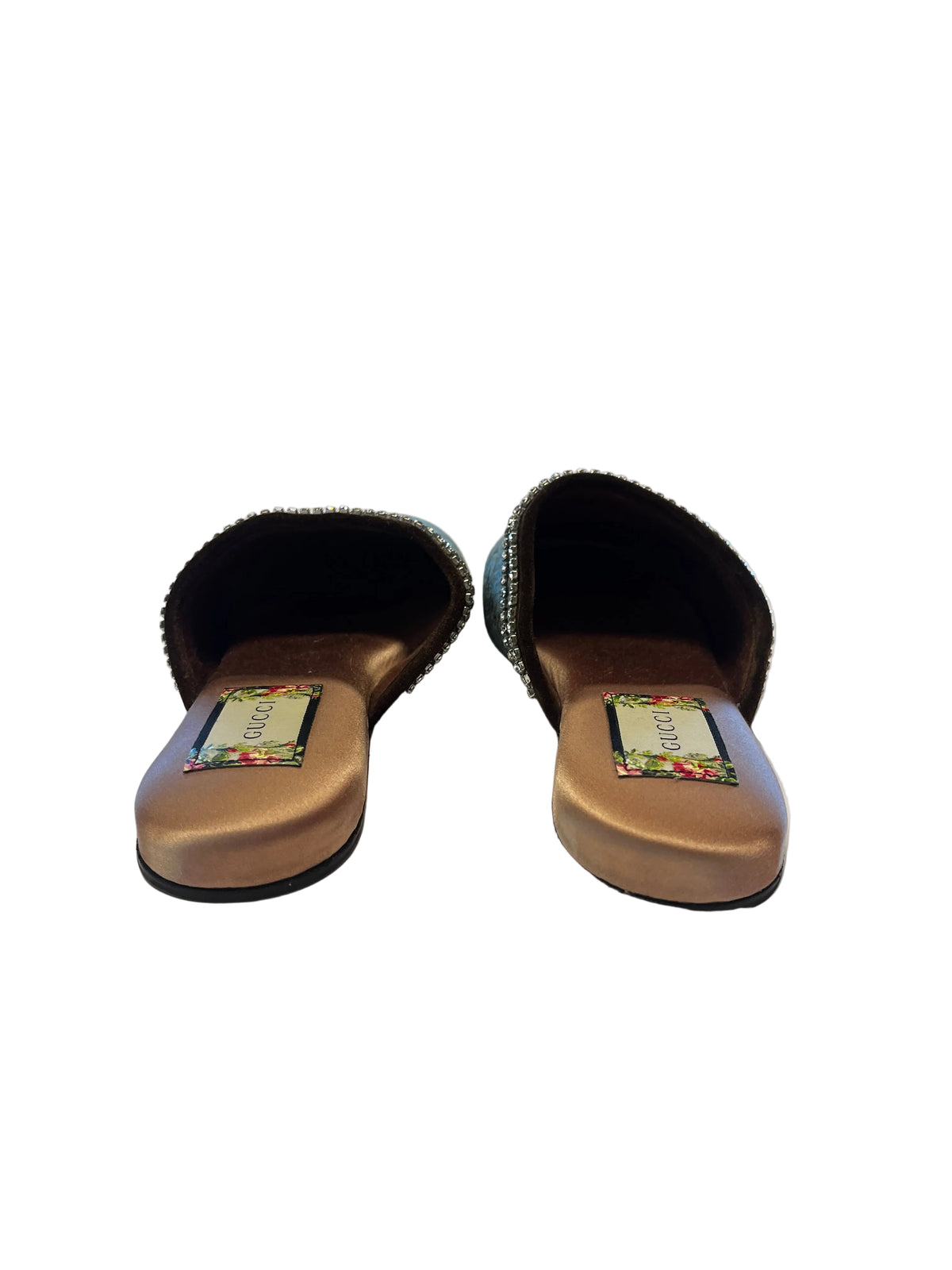 Gucci Velvet Crystal-Embellished Slippers