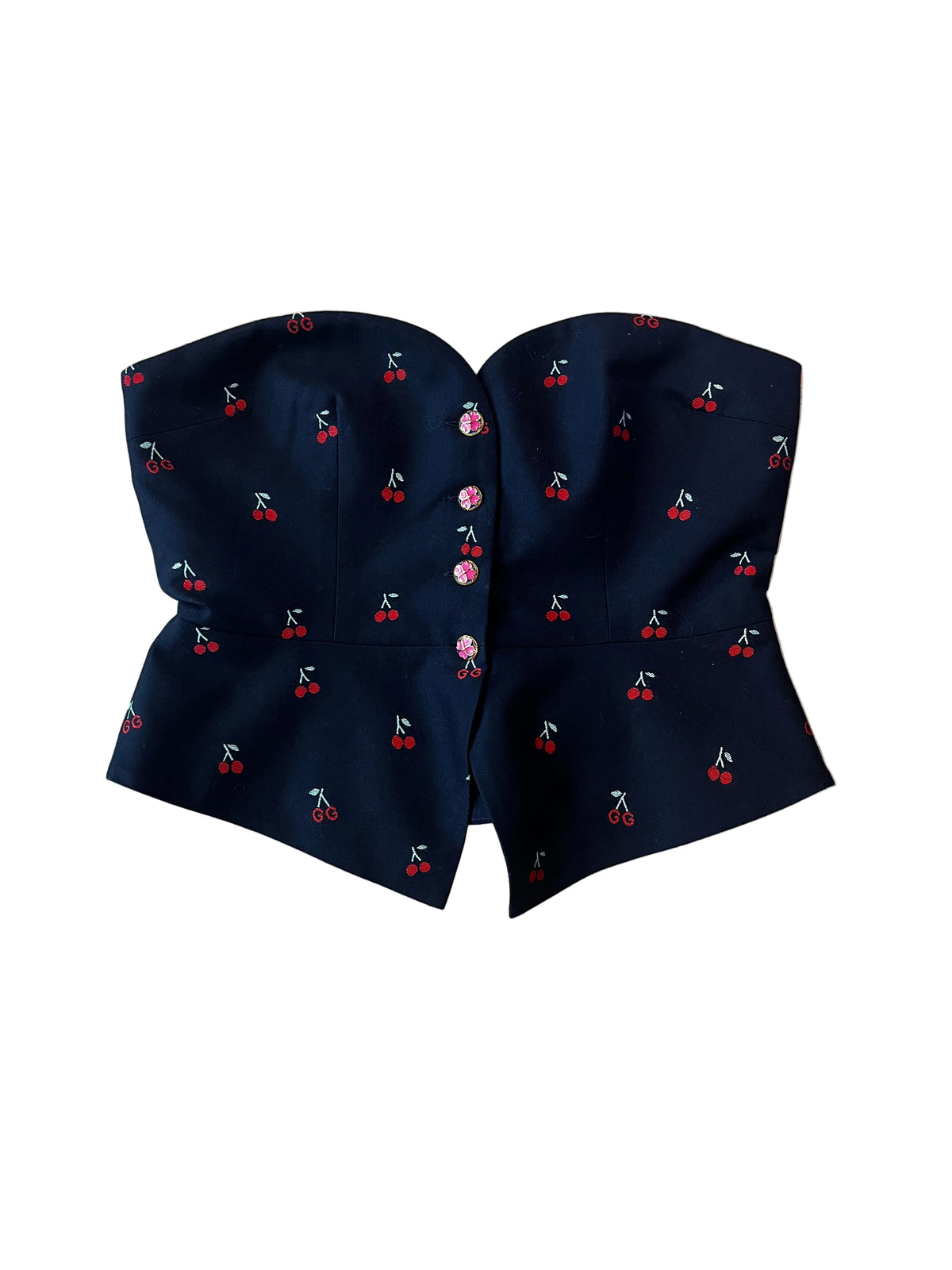 Gucci GG Cherry Print Strapless Corset Top