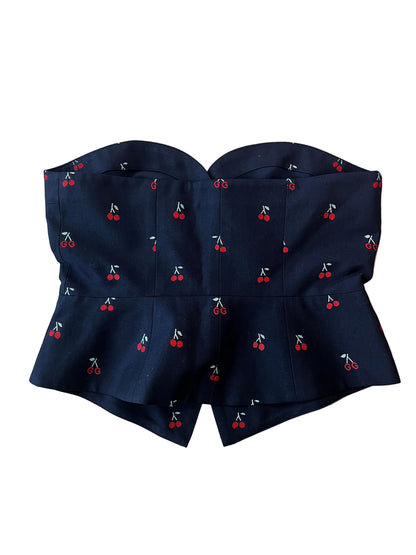 Gucci GG Cherry Print Strapless Corset Top