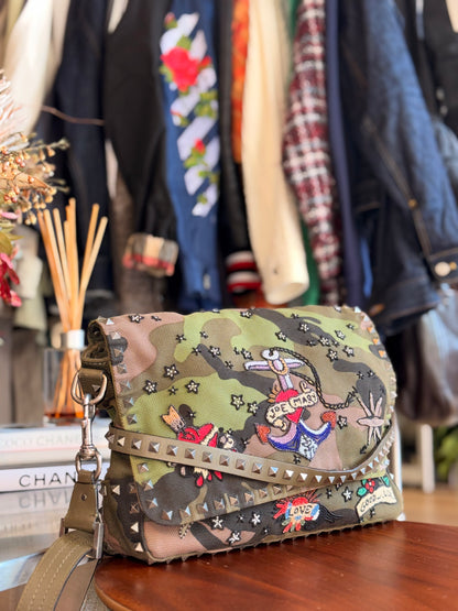 Valentino Garavani Camouflage Embroidered Messenger Bag