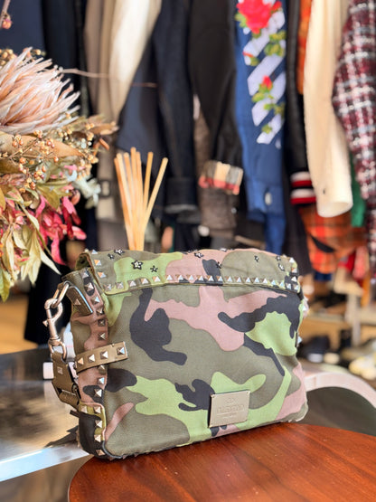 Valentino Garavani Camouflage Embroidered Messenger Bag