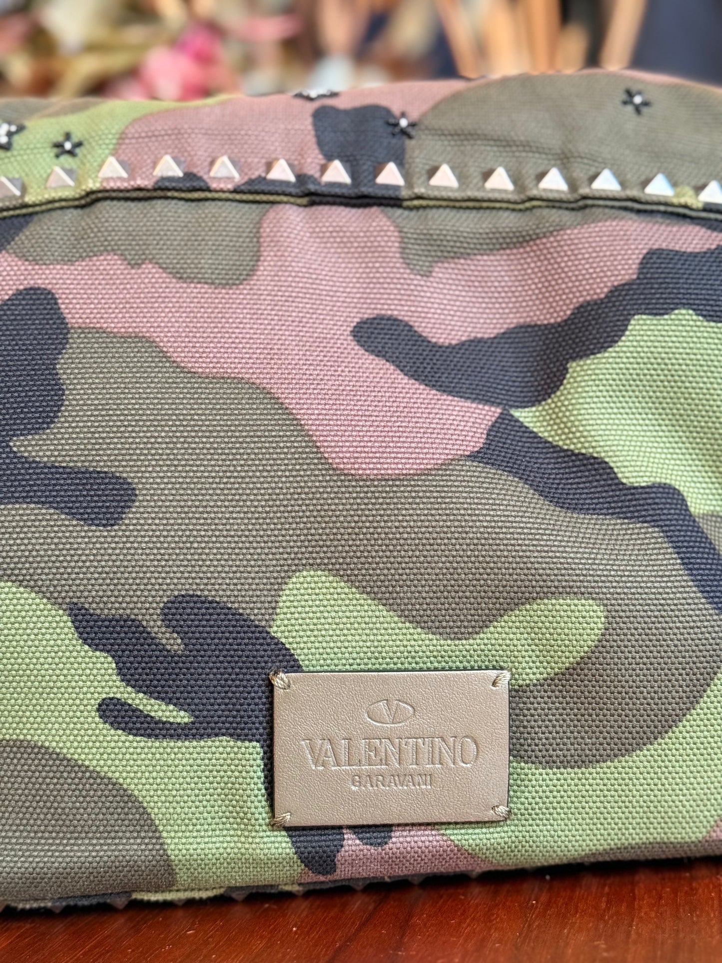 Valentino Garavani Camouflage Embroidered Messenger Bag