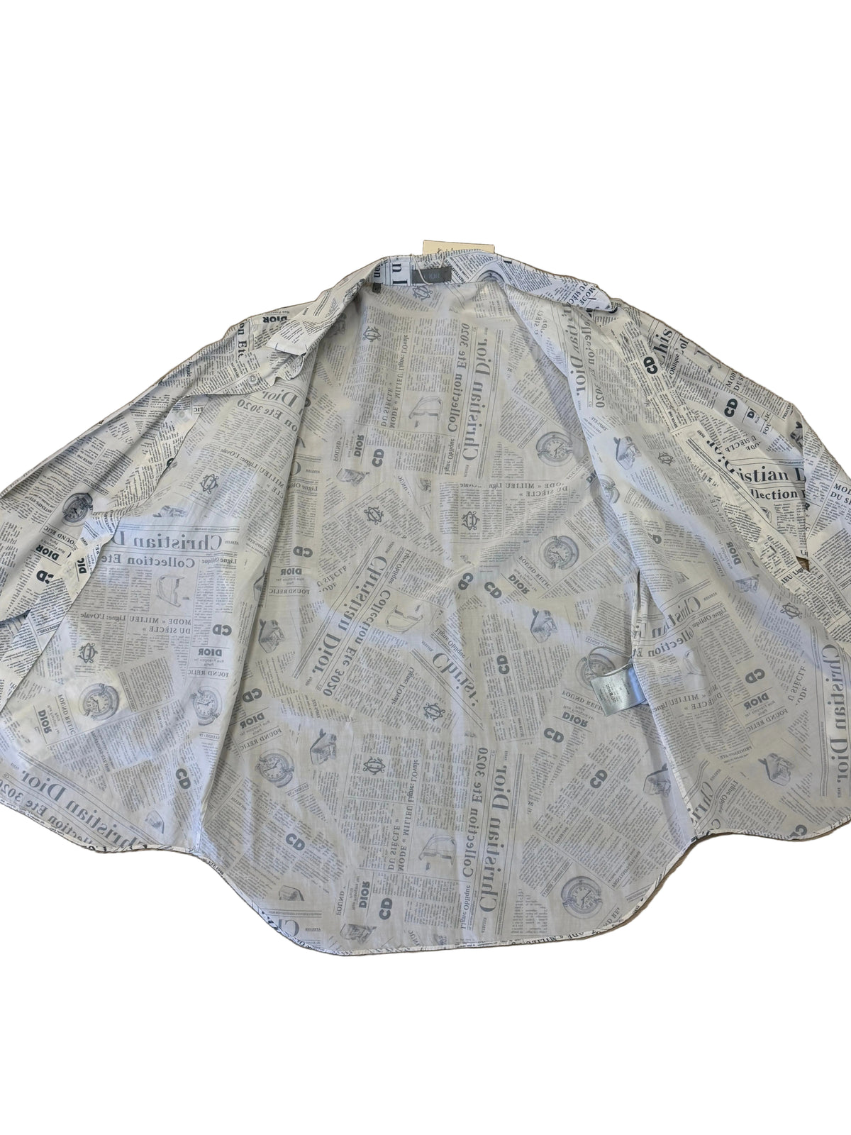 Dior "Journal" Newspaper Print Button-Up Shirt