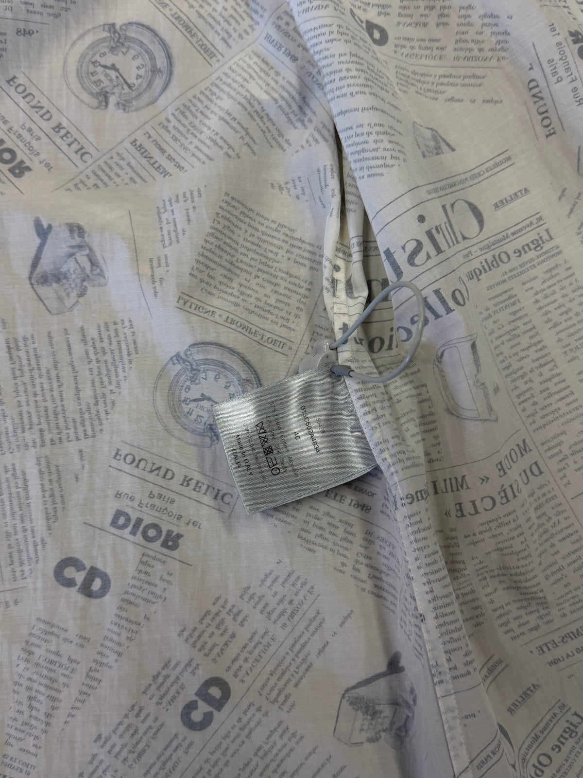 Dior "Journal" Newspaper Print Button-Up Shirt