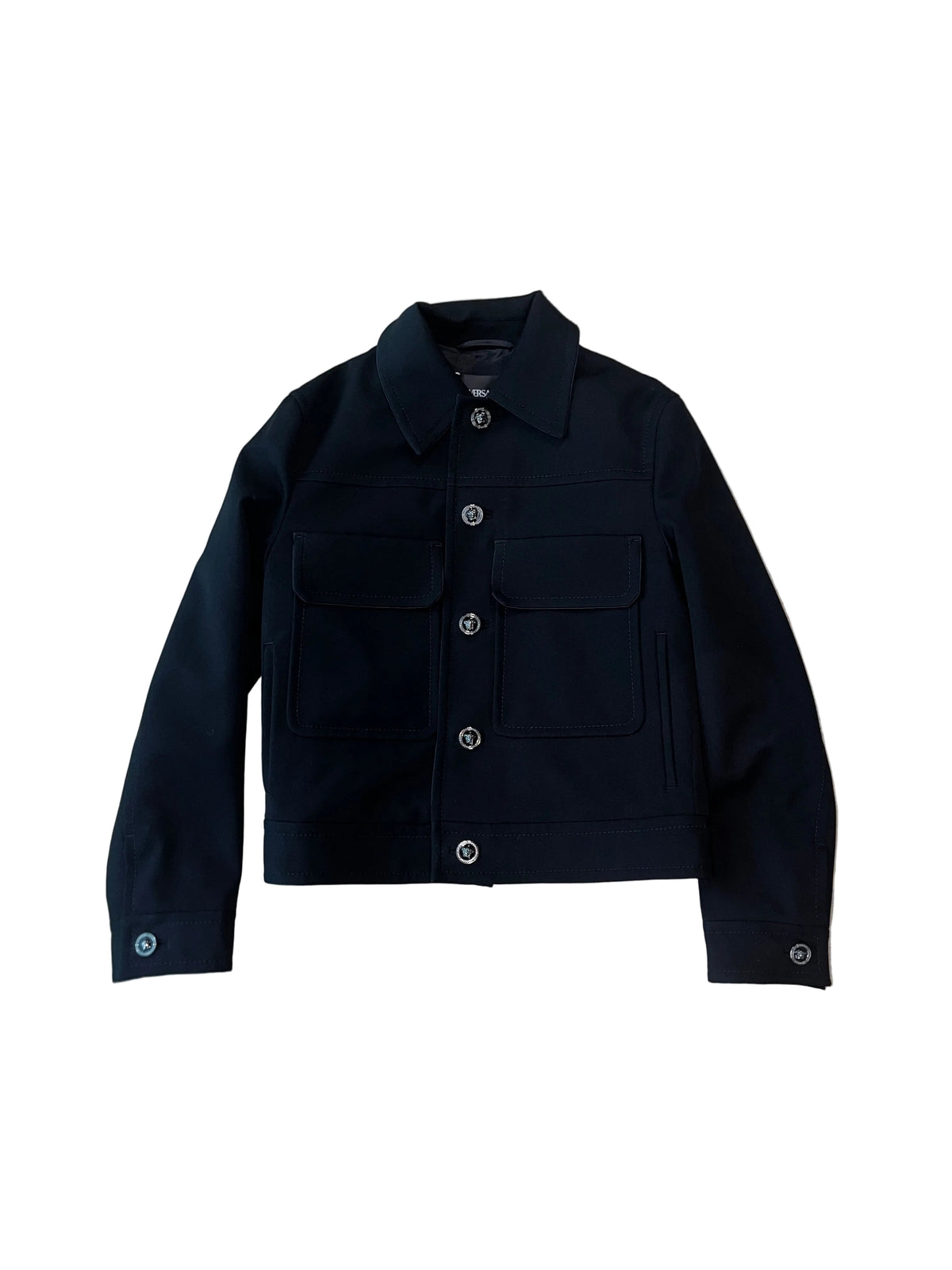 Versace Medusa-Button Cropped Twill Jacket