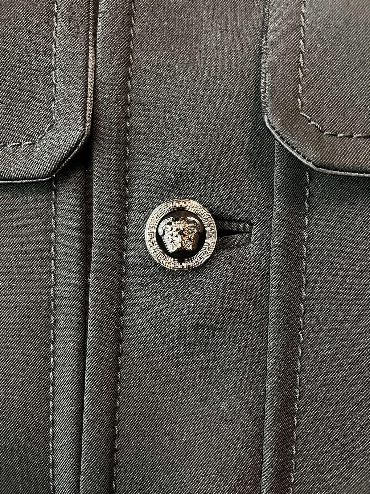 Versace Medusa-Button Cropped Twill Jacket