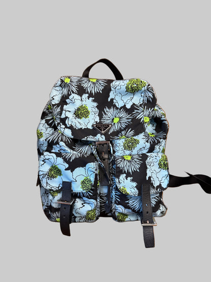 Prada Floral Print Nylon Backpack