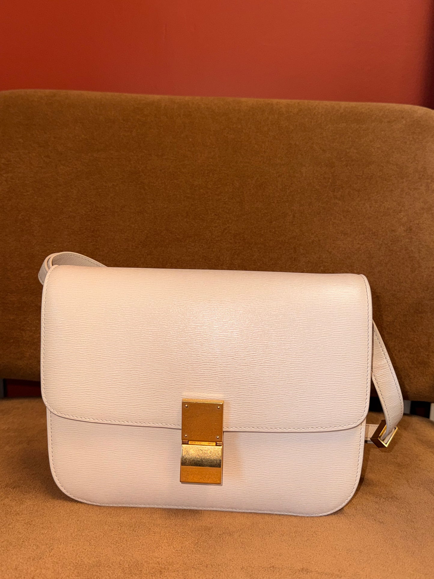 Classic Leather Box Bag in Cream Colour