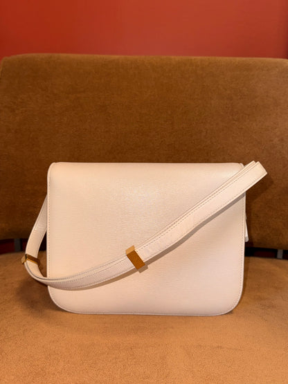Classic Leather Box Bag in Cream Colour