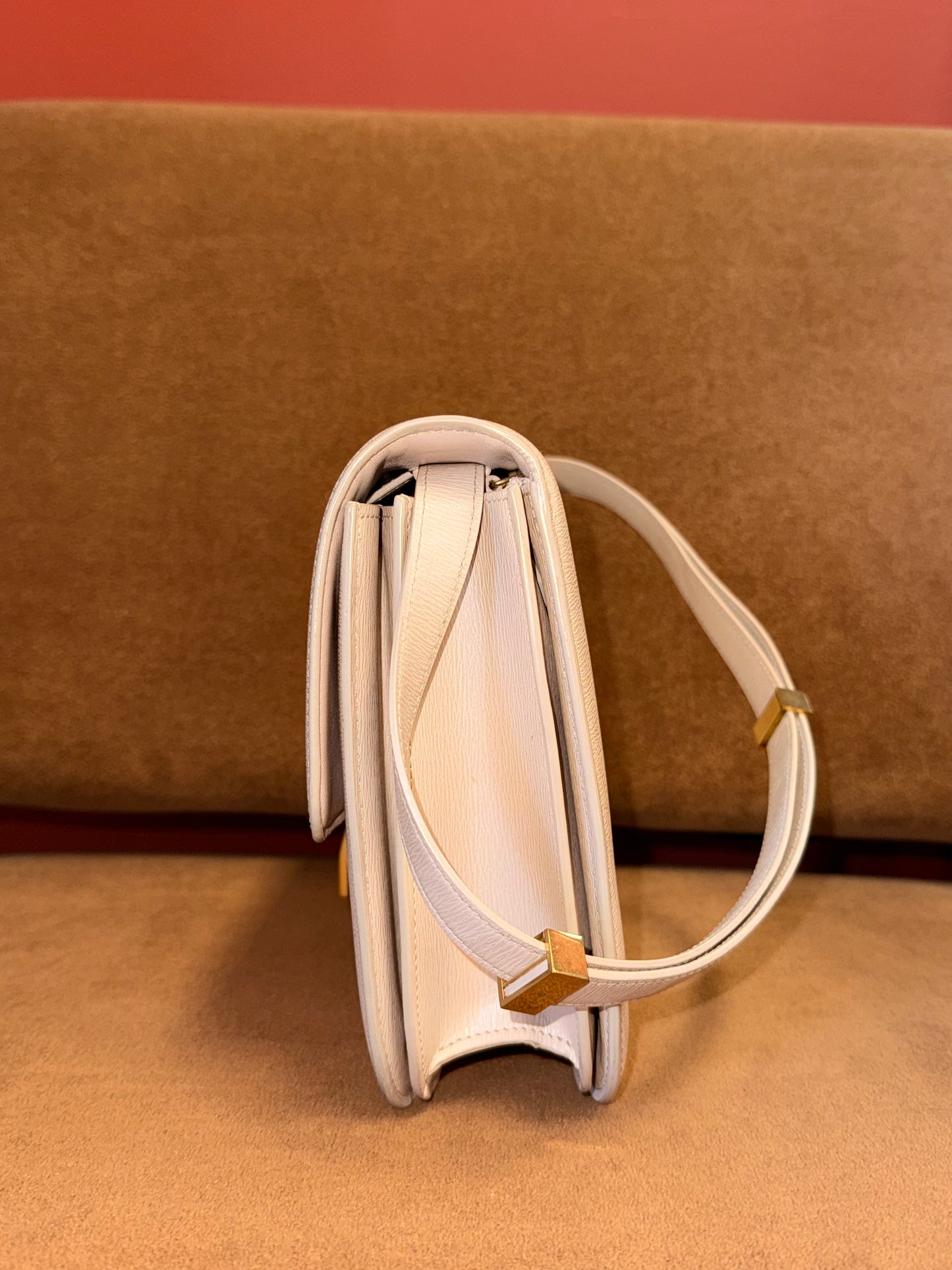 Classic Leather Box Bag in Cream Colour