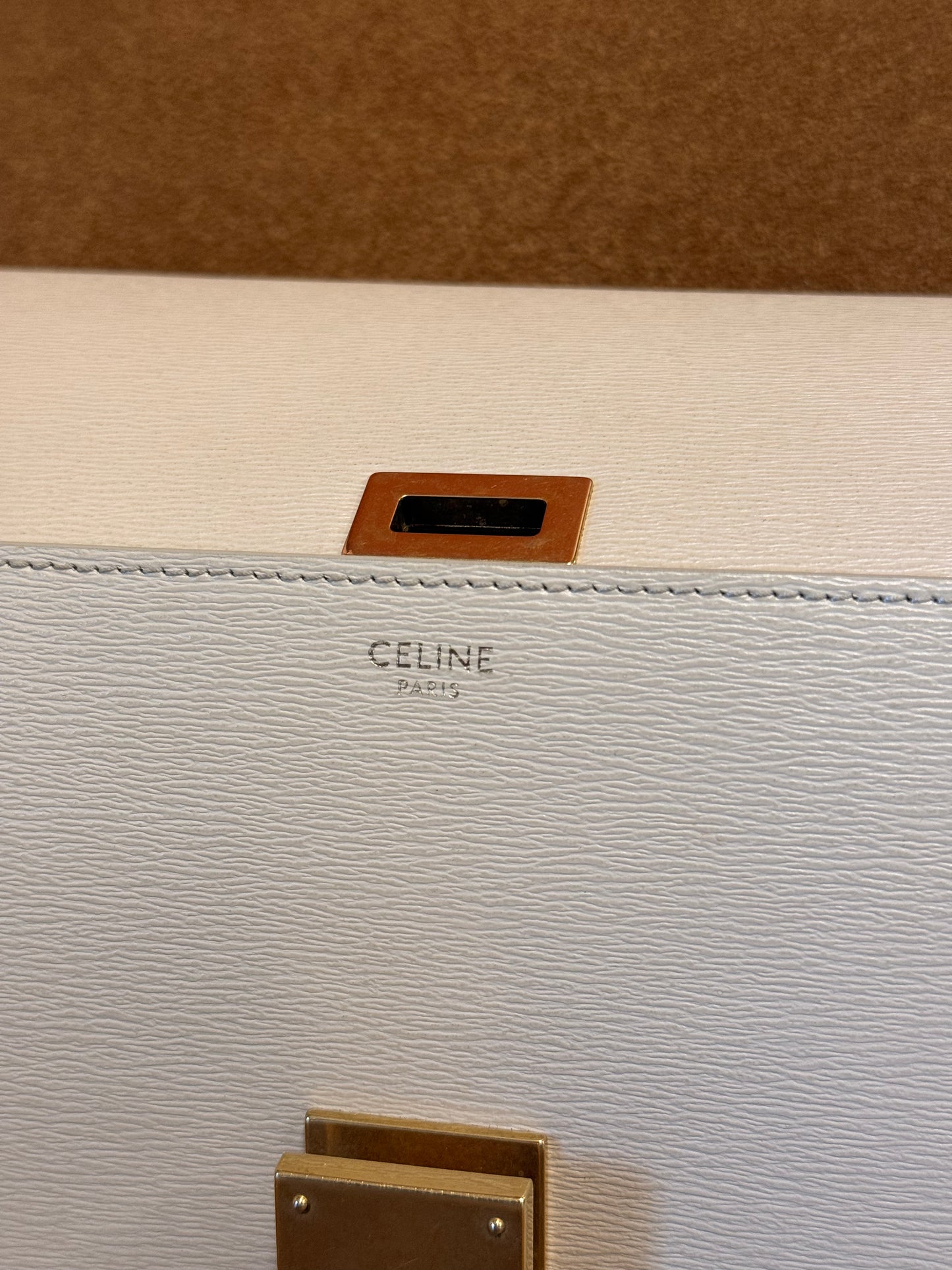 Classic Leather Box Bag in Cream Colour