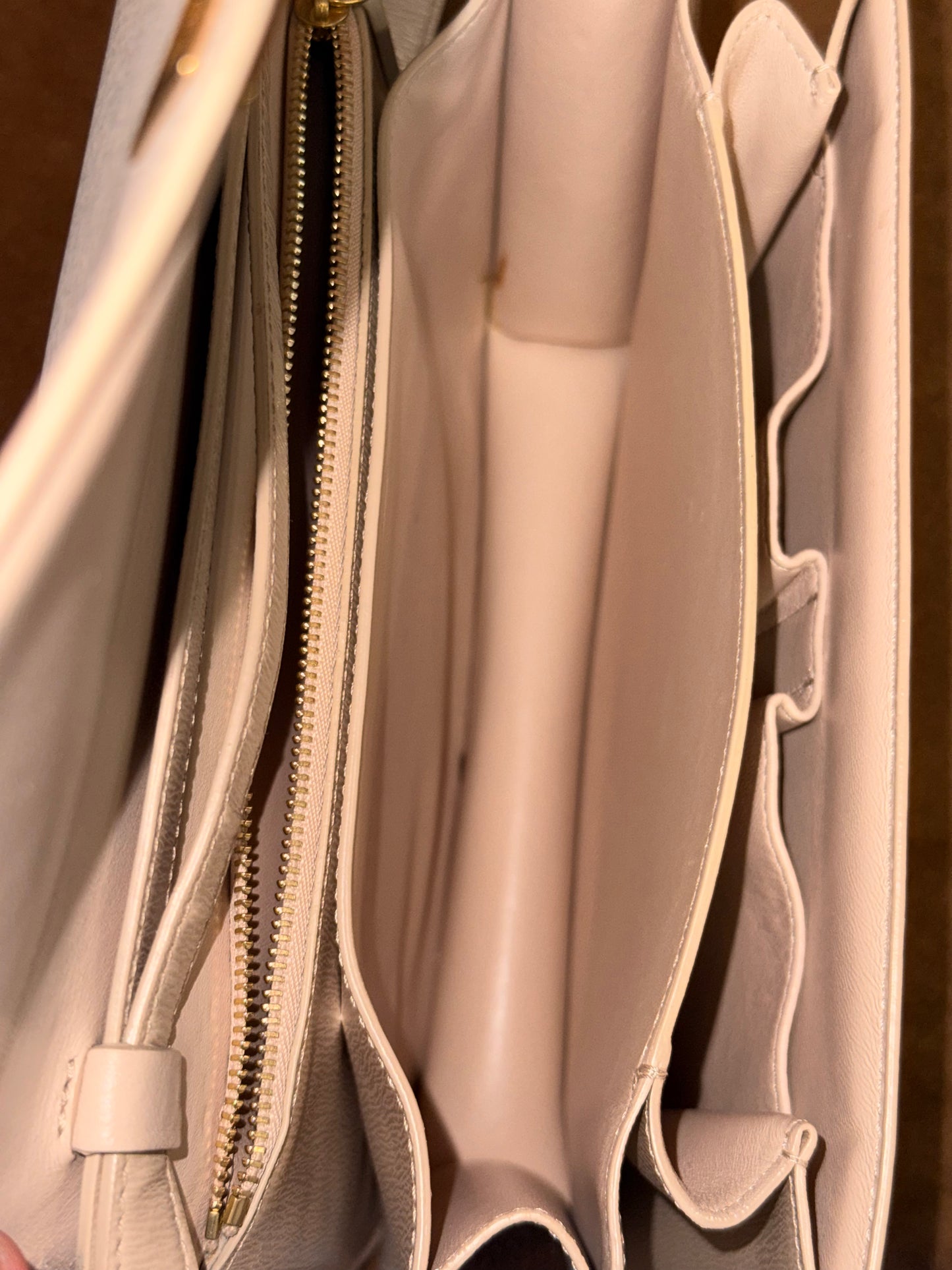 Classic Leather Box Bag in Cream Colour