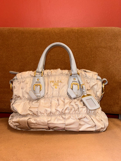 Tessuto Gaufre satchel bag in gathered nylon