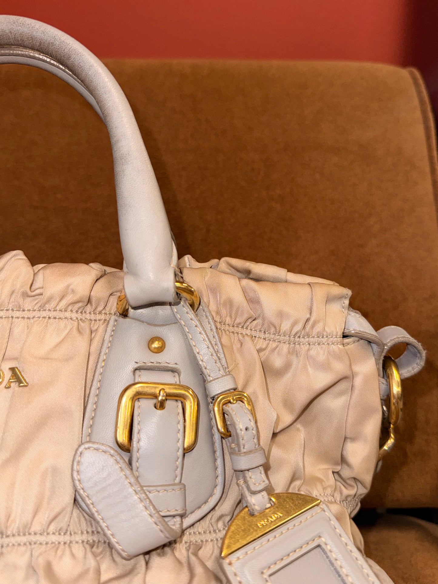 Tessuto Gaufre satchel bag in gathered nylon