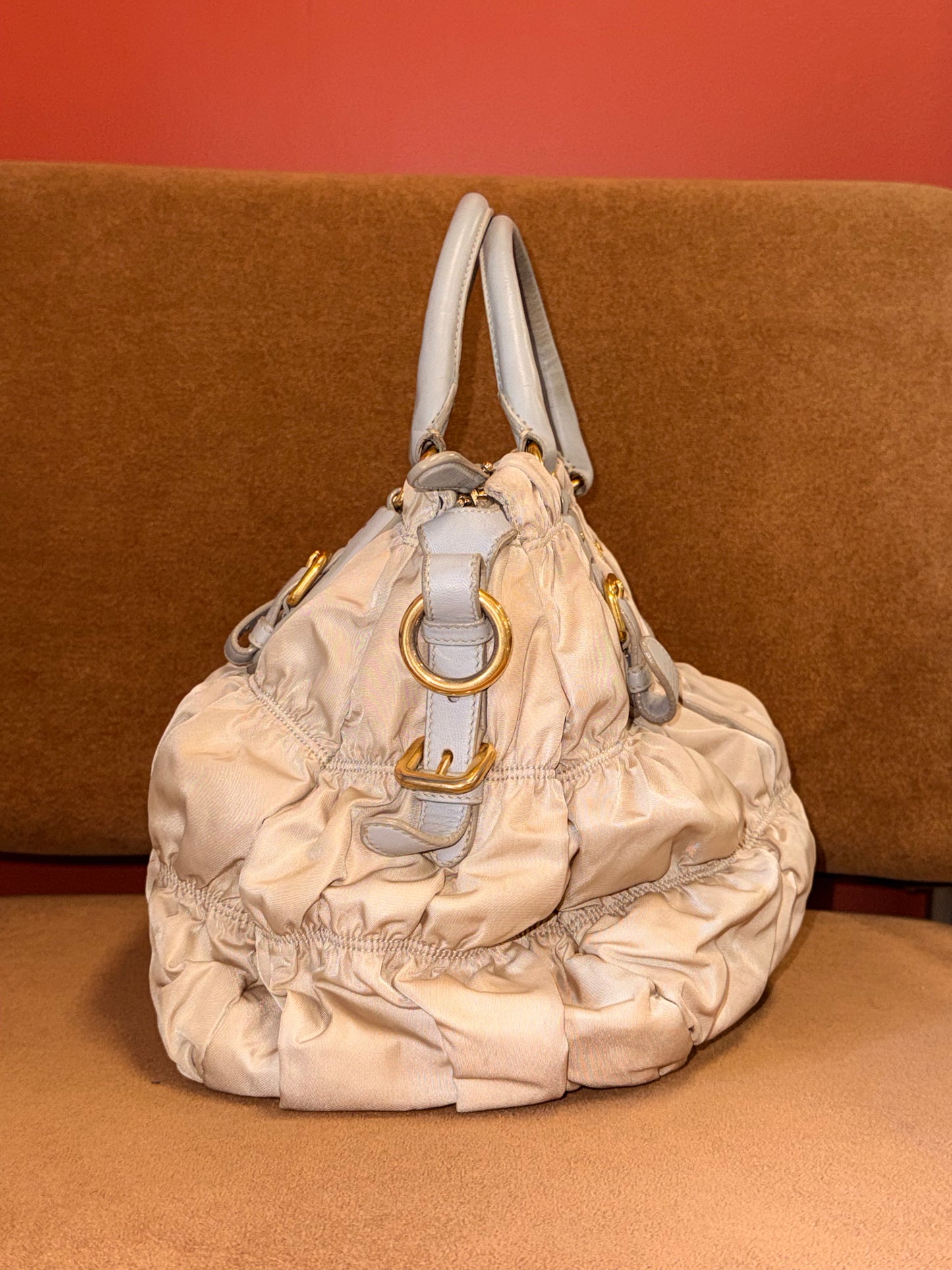Tessuto Gaufre satchel bag in gathered nylon