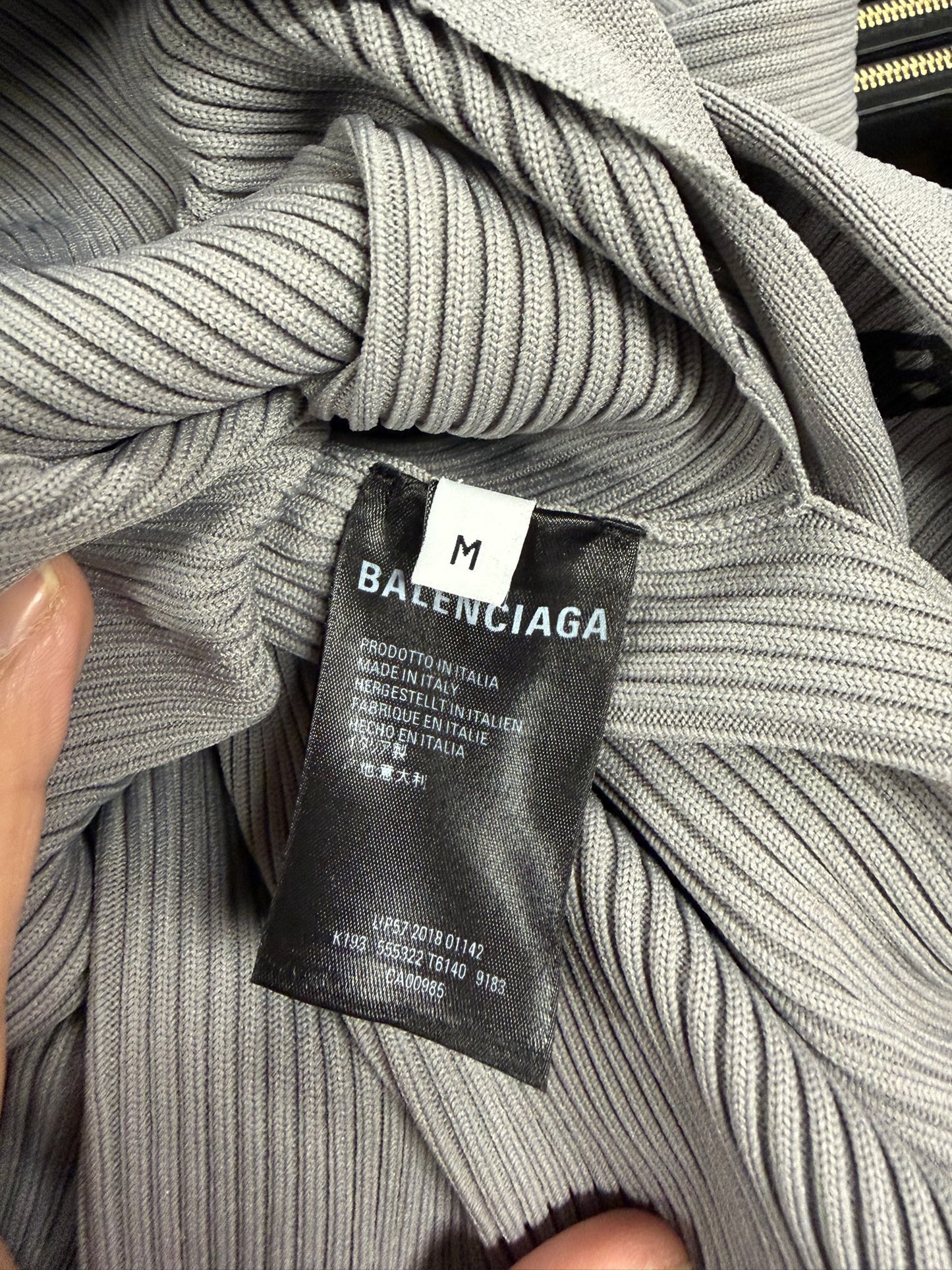 Balenciaga Logo Ribbed-Knit Wrap Dress