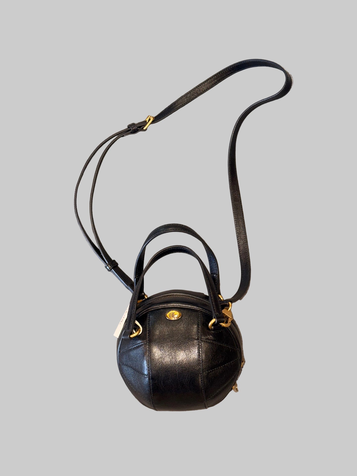 intage Gucci Black Quilted Leather Round Mini Crossbody Bag