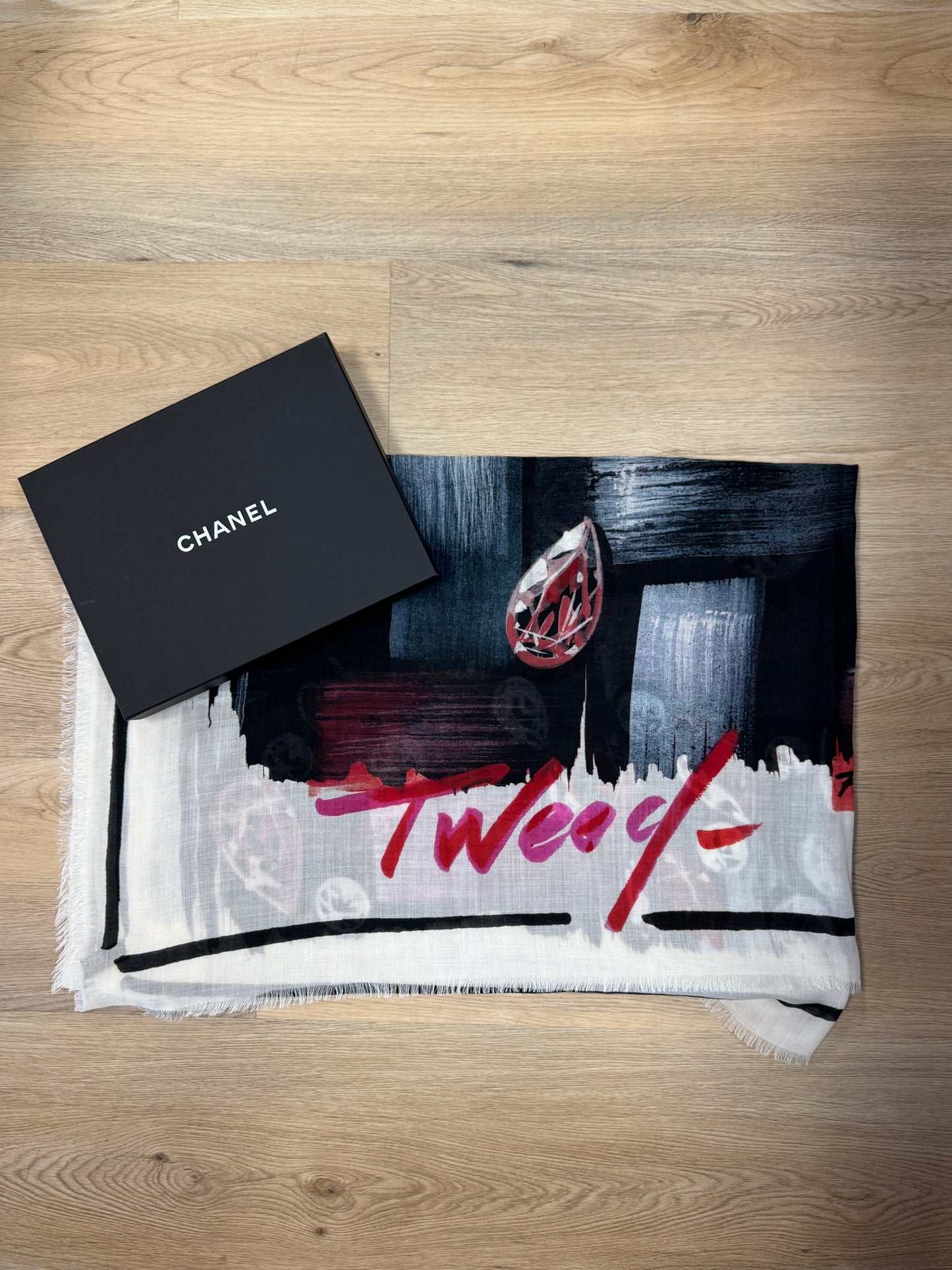 Chanel '23 Cashmere "Tweed" Printed Scarf/Shawl