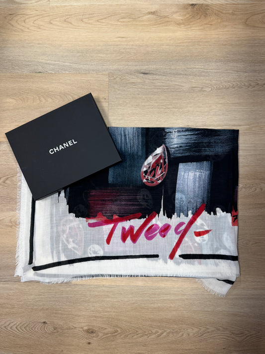 Chanel '23 Cashmere "Tweed" Printed Scarf/Shawl