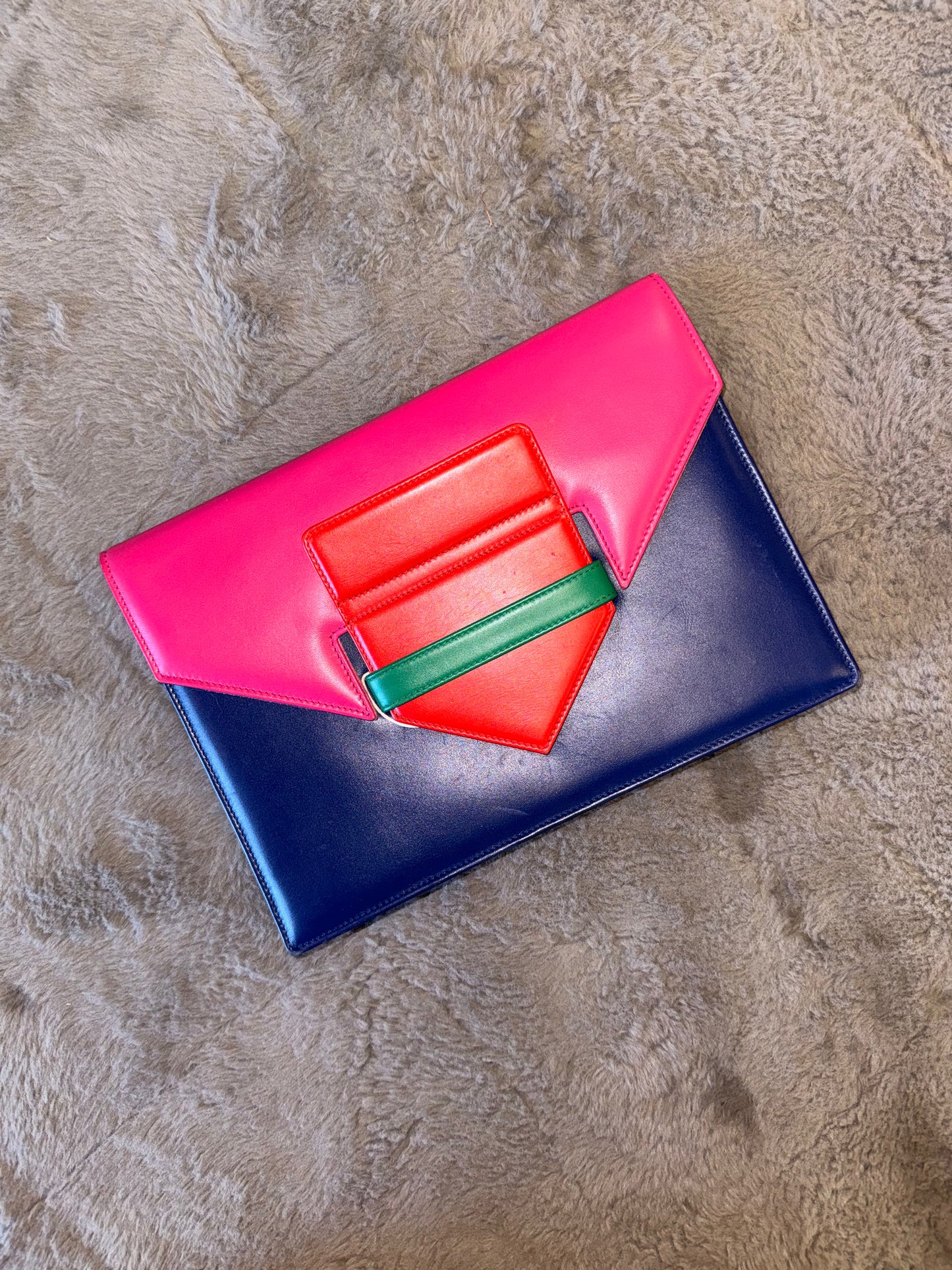 Alexander McQueen Colourblock Leather Envelope Clutch