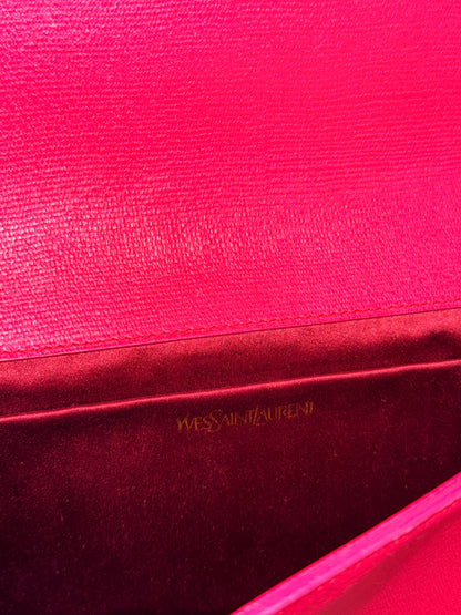 Yves Saint Laurent ChYc Fuchsia Textured Leather Clutch