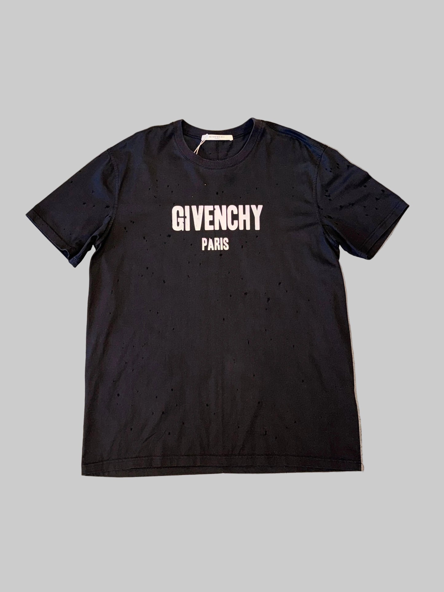 Givenchy Paris Destroyed Distressed Logo Oversized T-Shirt