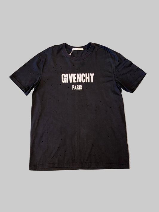 Givenchy Paris Destroyed Distressed Logo Oversized T-Shirt