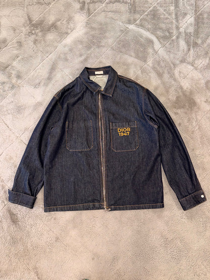 Dior Blue Cotton Denim Zipped Jacket featuring "DIOR 1947"