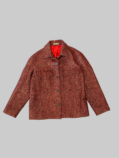 Bottega Veneta Patch Pocket Wool Blend Tweed Jacket in Red