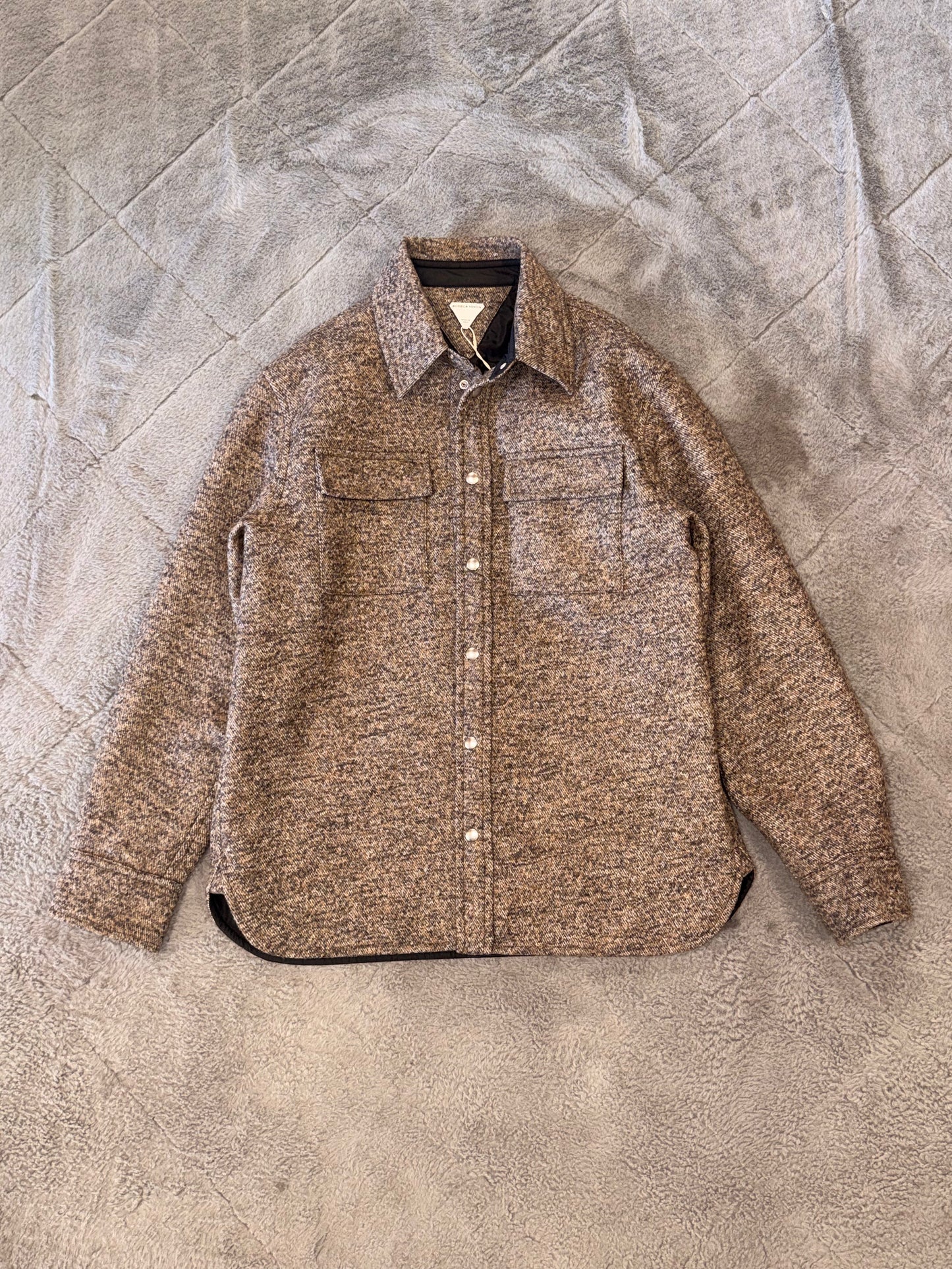 Bottega Veneta Wool Tweed Shirt Jacket in Brown